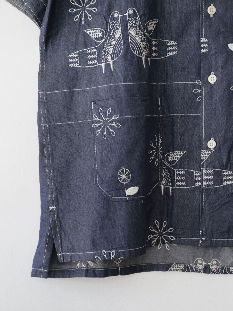 Engineered Garments Camp Shirt - Bird Embroidery Denim|セレクト ...